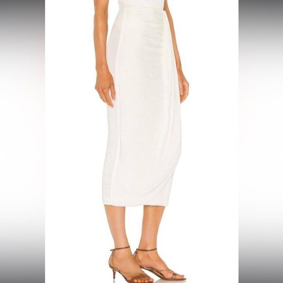 NWT Nude White Ruched MIDI Skirt Size 44/ US 8 - Picture 14 of 14